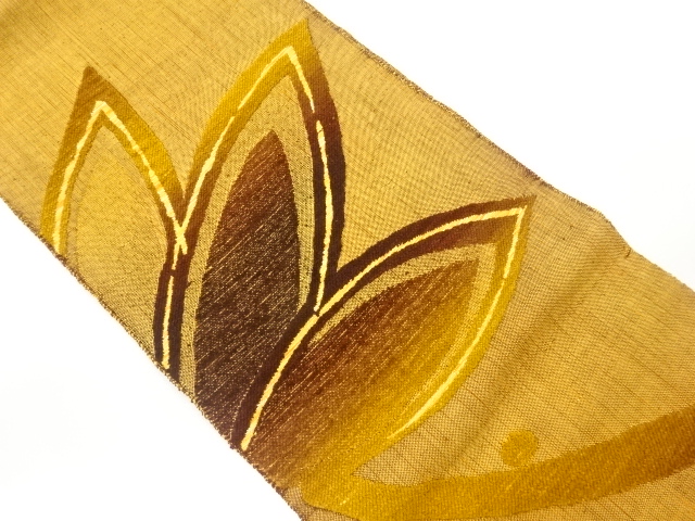 JAPANESE NAGOYA OBI / TSUMUGI / WOVEN ABSTRACT LEAVES